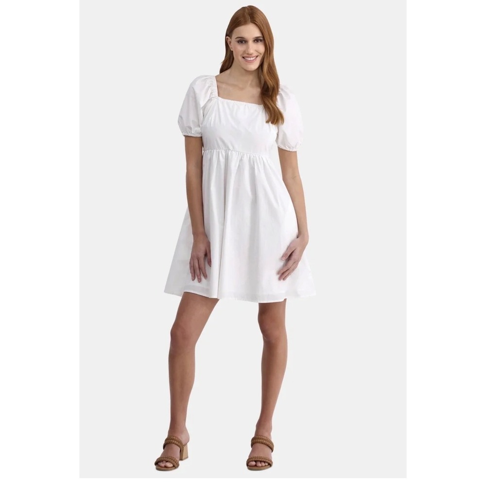 Draper James White Puff Sleeve Babydoll Mini Dress Square Neck XXL